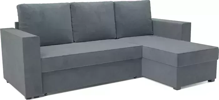 Диван угловой Mebel Ars Рим (велюр серо-синий HB-178 26)