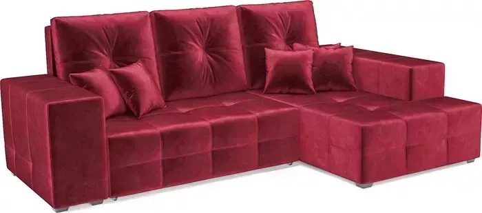 Диван угловой Mebel Ars Монреаль правый угол (бархат красный STAR VELVET 3 DARK RED)