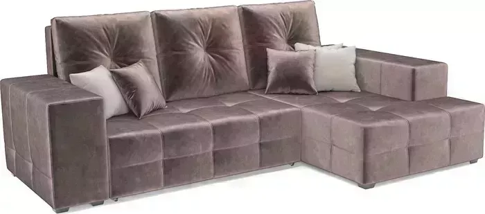Диван угловой Mebel Ars Монреаль правый угол (бархат серо-шоколадный STAR VELVET 60 COFFEE)