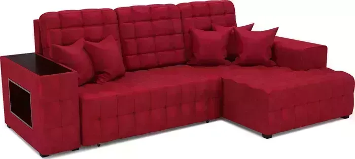 Диван угловой Mebel Ars Мадрид правый угол (бархат красный STAR VELVET 3 DARK RED)