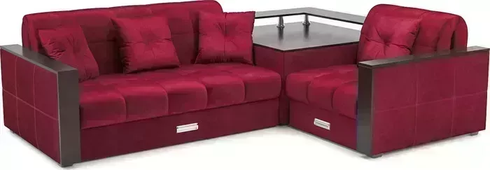 Диван угловой Mebel Ars Прага (бархат красный STAR VELVET 3 DARK RED)