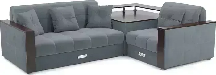 Диван угловой Mebel Ars Прага (велюр серо-синий HB-178 26)