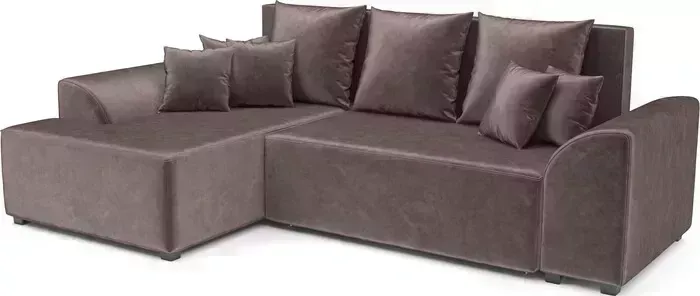 Диван угловой Mebel Ars Каскад левый угол (бархат серо-шоколадный STAR VELVET 60 COFFEE)