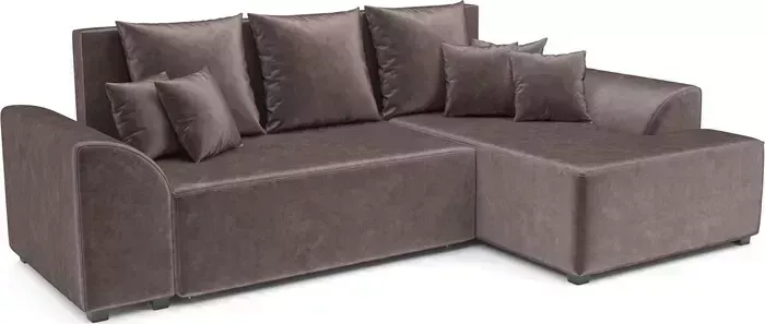 Диван угловой Mebel Ars Каскад правый угол (бархат серо-шоколадный STAR VELVET 60 COFFEE)