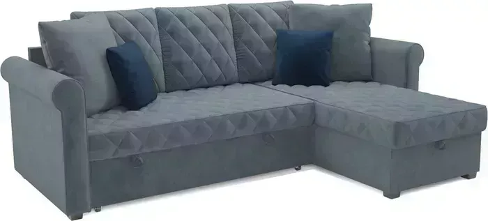 Диван угловой Mebel Ars Берлин (велюр серо-синий HB-178 26)