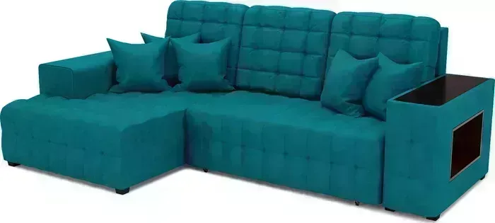 Диван угловой Mebel Ars Мадрид левый угол (бархат сине-зеленый STAR VELVET 43 BLACK GREEN)