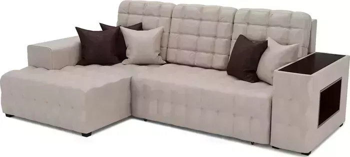 Диван угловой Mebel Ars Мадрид левый угол (бархат бежевый / STAR VELVET 6 BEIGE)