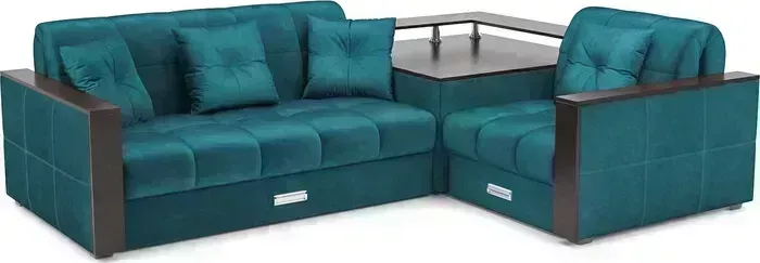 Диван угловой Mebel Ars Прага (бархат сине-зеленый STAR VELVET 43 BLACK GREEN)