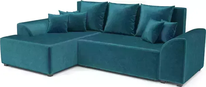 Диван угловой Mebel Ars Каскад левый угол (бархат сине-зеленый STAR VELVET 43 BLACK GREEN)