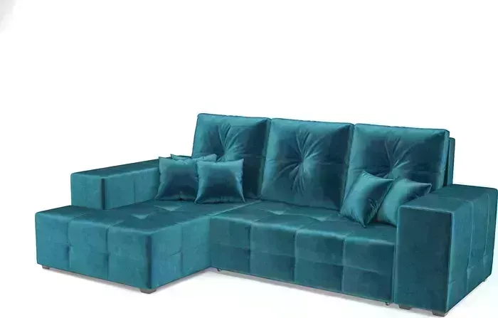 Диван угловой Mebel Ars Монреаль левый угол (бархат сине-зеленый STAR VELVET 43 BLACK GREEN)
