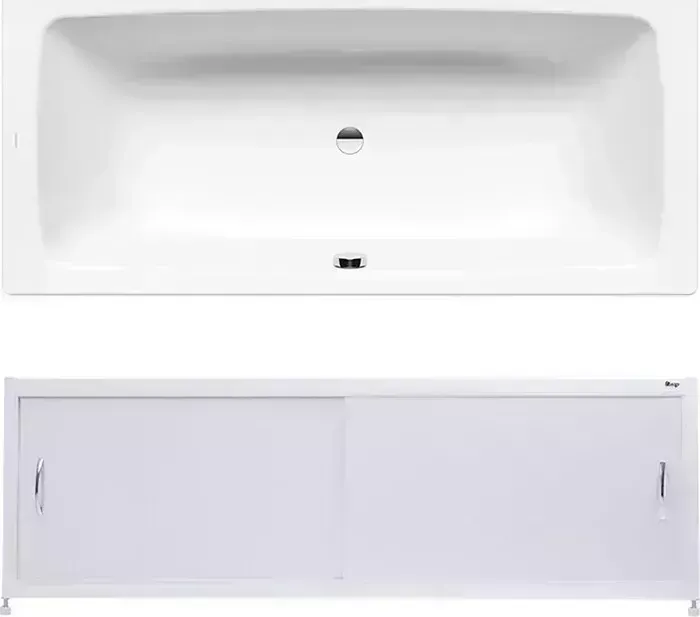 Стальная ванна Kaldewei Cayono Duo 724 Easy Clean 170x75 с экраном Emmy Бланка и ножками