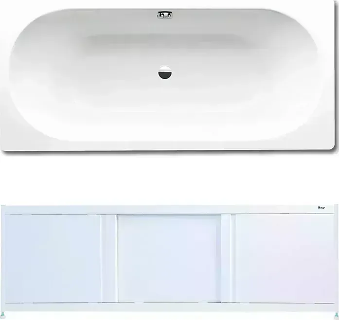 Стальная ванна Kaldewei Classic Duo 110 Easy-Clean 180х80 с экраном Emmy Бриз и ножками