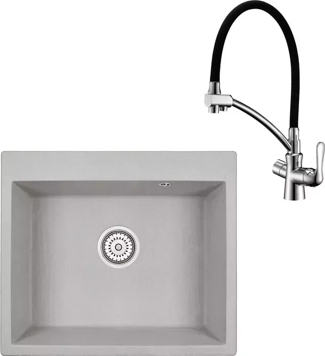Мойка кухонная и смеситель Granula и GR-6001 базальт, Lemark Comfort LM3070C