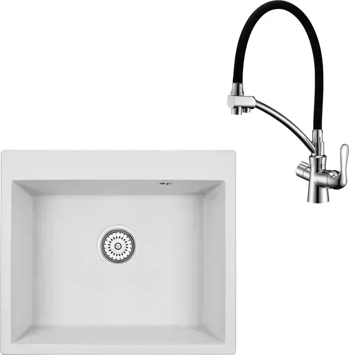 Мойка кухонная и смеситель Granula и смеситель GR-6001 арктик, Lemark Comfort LM3070C
