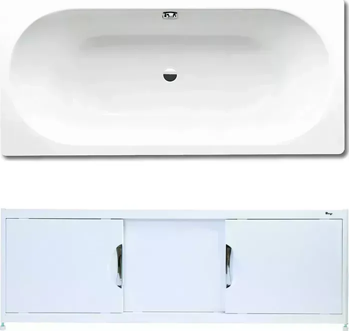 Стальная ванна Kaldewei Classic Duo 110 Easy-Clean 180х80 с экраном Emmy Малибу и ножками
