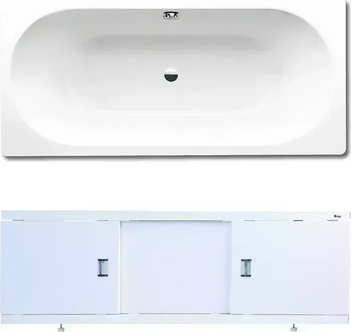 Стальная ванна Kaldewei Classic Duo 110 Easy-Clean 180х80 с экраном Emmy Виктория и ножками