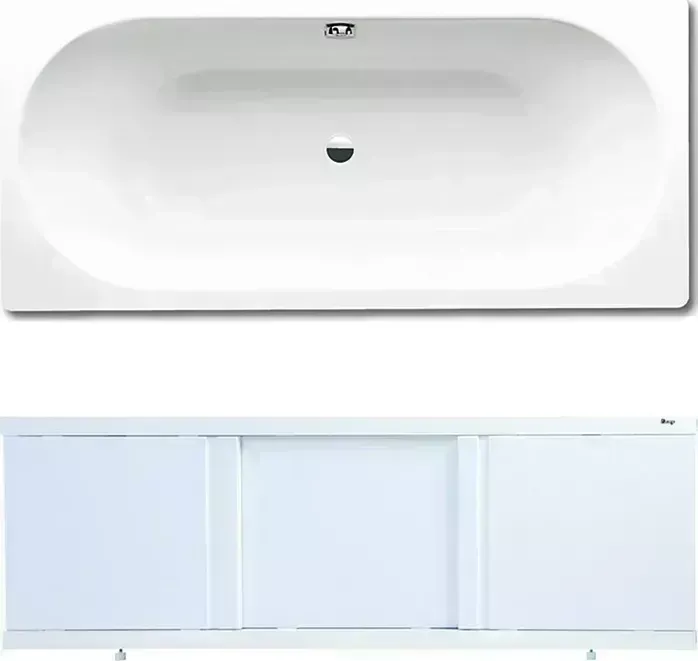 Стальная ванна Kaldewei Classic Duo 110 Easy-Clean 180х80 с экраном Emmy Элис и ножками