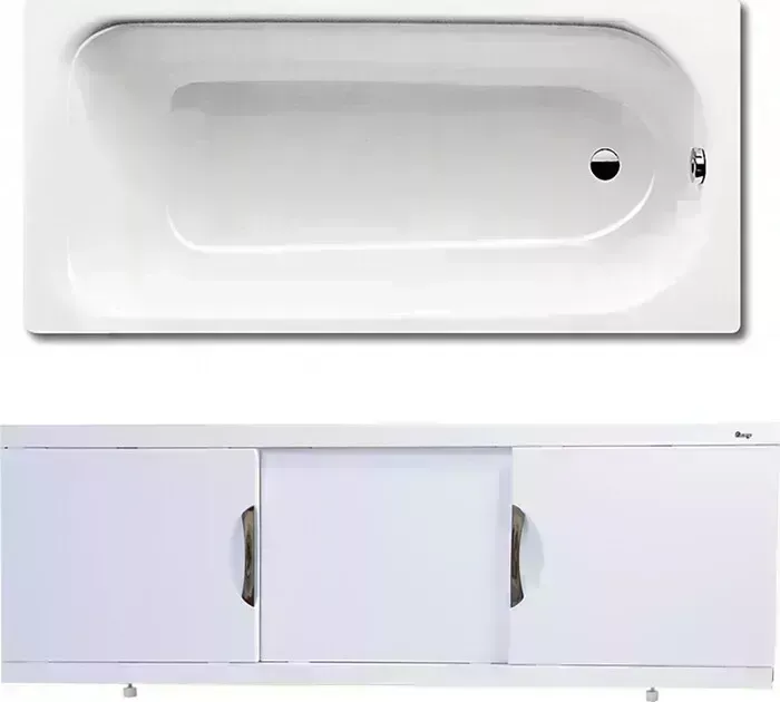 Стальная ванна Kaldewei Eurowa 312-1 170x70 с экраном Emmy Валенсия и ножками