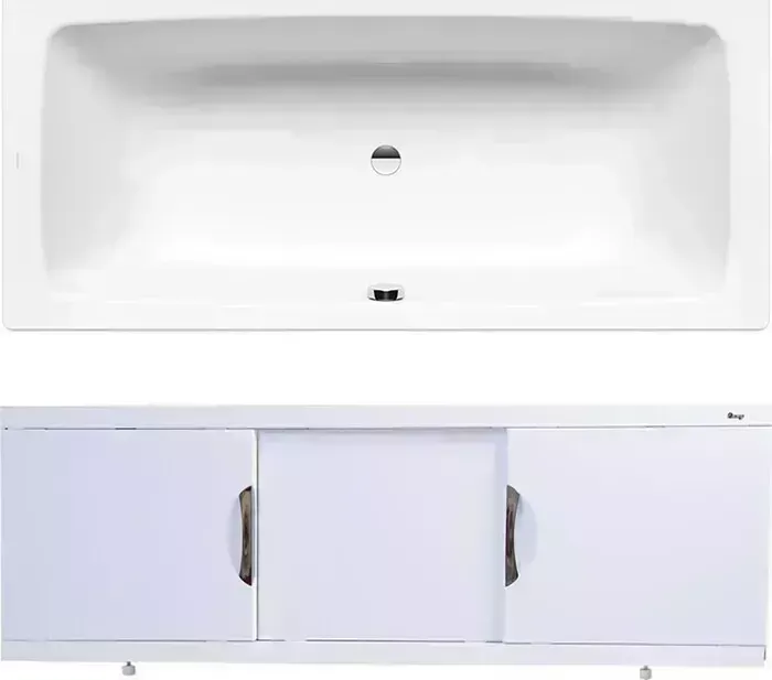Стальная ванна Kaldewei Cayono Duo 724 Easy Clean 170x75 с экраном Emmy Валенсия и ножками