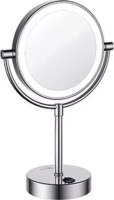 Зеркало Wasserkraft косметическое с подсветкой двухстороннее, хром (K-1005)