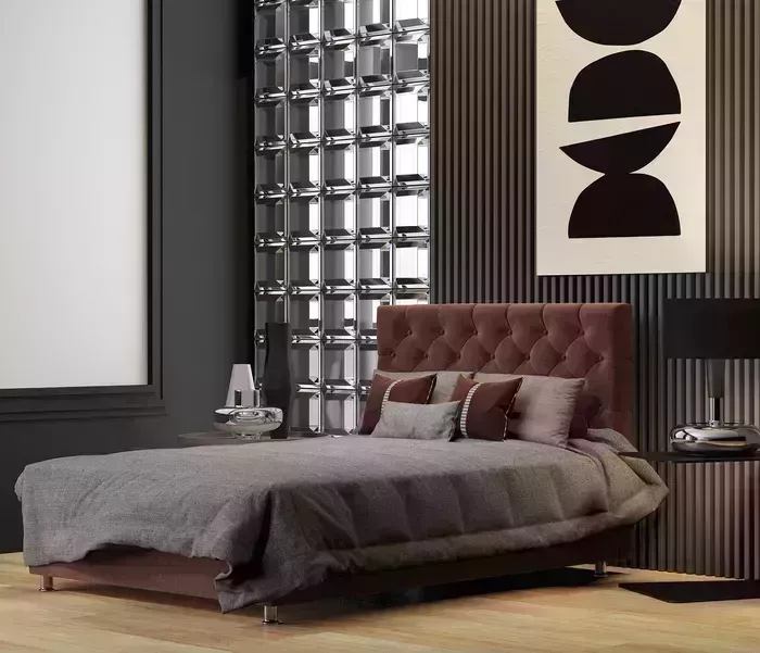 Кровать Шарм-Дизайн двуспальная с подъемным механизмом Шармэль 160 велюр Дрим шоколад