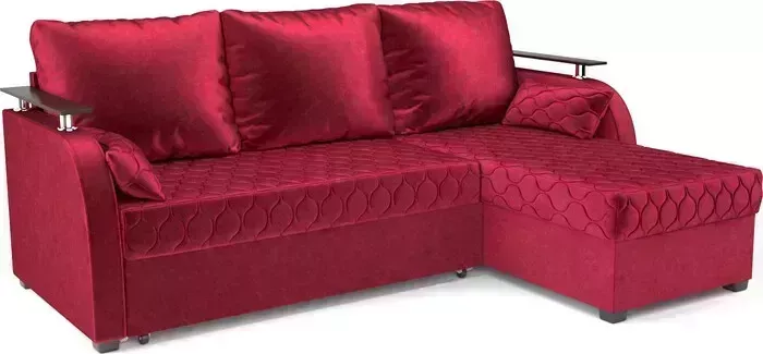 Диван угловой Mebel Ars Токио (бархат красный STAR VELVET 3 DARK RED)