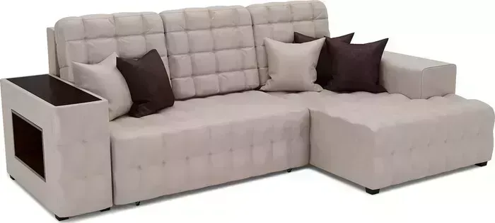 Диван угловой Mebel Ars Мадрид правый угол (бархат бежевый STAR VELVET 6 BEIGE)