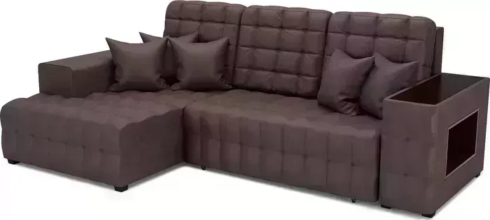 Диван угловой Mebel Ars Мадрид левый угол (бархат серо-шоколадный STAR VELVET 60 COFFEE)