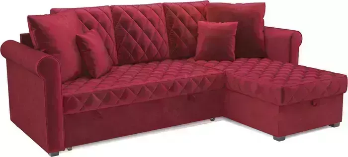 Диван угловой Mebel Ars Берлин (бархат красный STAR VELVET 3 DARK RED)