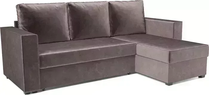 Диван угловой Mebel Ars Рим (бархат серо-шоколадный STAR VELVET 60 COFFEE)