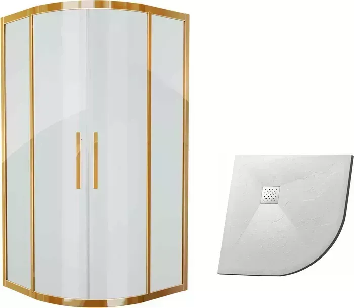 Душевой уголок Grossman Pragma 100x100 с поддоном, прозрачный, золото (PR-100G, GR-S1100100)