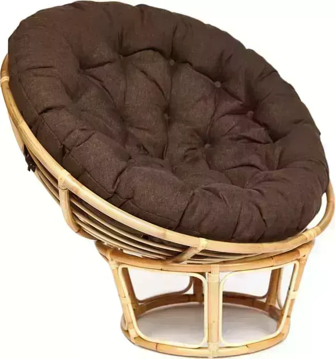 Кресло TetChair Papasan ECO P115-1/SP STD с подушкой, ремешками Natural, ткань коричневый 3М7-147