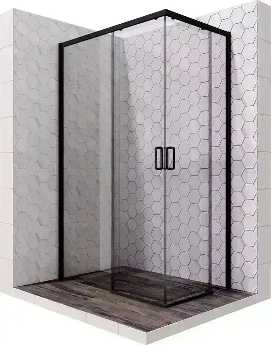 Душевой уголок Ambassador Queen 120x80 с поддоном, прозрачный, черный (11011205LBlack , ЛП00058)