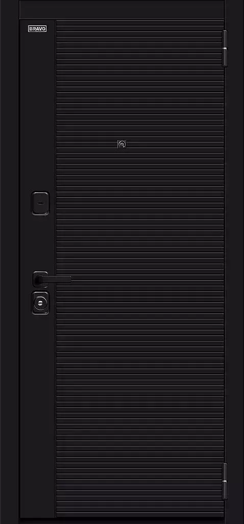Дверь входная BRAVO Джет-3 (RBE) Total Black/Snow Melinga 205*86 левое 033-2234