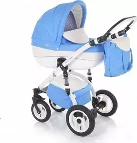 Коляска 2 в 1 Jetem модульная 2 в 1 Sofi Eco жаккард/голубой/белая кожа 2