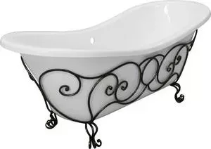 Ванна из литого мрамора Эстет Бостон 180x74 см, овальная, с кованой подставкой (ФР-00000624, ФР-00000719)