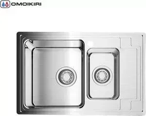 Мойка кухонная OMOIKIRI Mizu 78-2-L, 780*480, нержавеющая сталь (4973012)
