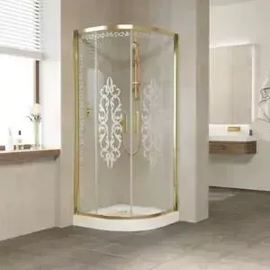 Душевой уголок Vegas Glass ZS-F 0090 09 01 профиль золото, стекло прозрачное с узором Felicita1