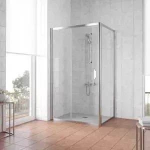 Душевой уголок Vegas Glass ZP+ZPV 120*90 08 01 профиль глянцевый хром, стекло прозрачное