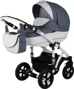 Коляска 2 в 1 BEBE-MOBILE 2 в 1 Toscana Белый Перфорированный в Квадратик - Графит (KBMT-0215PIK11)