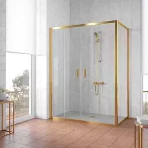Душевой уголок Vegas Glass Z2P+ZPV 200*100 09 01 профиль золото, стекло прозрачное
