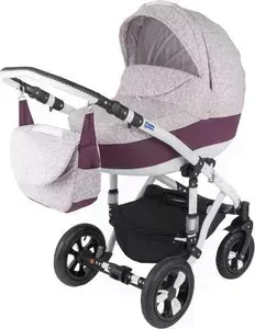 Коляска 2 в 1 BEBE-MOBILE 2 в 1 Toscana Белый Рогожка - Темно-Синий (KBMT-0215594G)