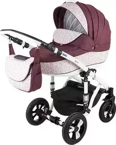 Коляска BEBE-MOBILE Toscana Розовый в Принт - Бордовый (KBMT-0215232W)