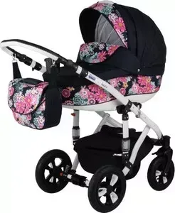 Коляска BEBE-MOBILE Toscana Принт (Цветы) - Темно-Синий (KBMT-0215565G)