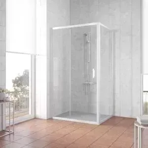 Душевой уголок Vegas Glass ZP+ZPV 100*70 01 01 профиль белый, стекло прозрачное