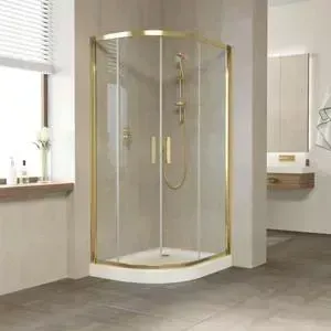 Душевой уголок Vegas Glass ZS-F 100*90 09 01 профиль золото, стекло прозрачное