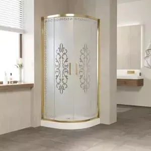 Душевой уголок Vegas Glass ZS-F 0100 09 01 профиль золото, стекло матовое с узором Felicita2