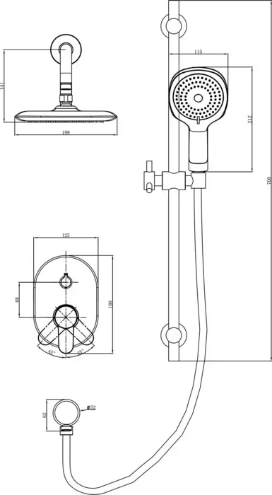 Фото №0 Душевая система D&amp;K D&K Rhein-Marx с однорычажным смесителем, хром (DA1395601)