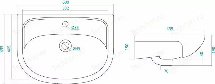 Раковина мебельная Santek Эллада 60 (1WH110198)