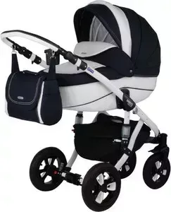 Коляска BEBE-MOBILE Mario Белый Перфорированный в Квадратик - Черный (KBMM-0555PIK10)